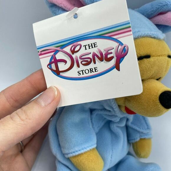 Disney Blue Mini Bean Bag Easter Bunny Pooh Lightweight Plush Stuffed Animal - Picture 5 of 7